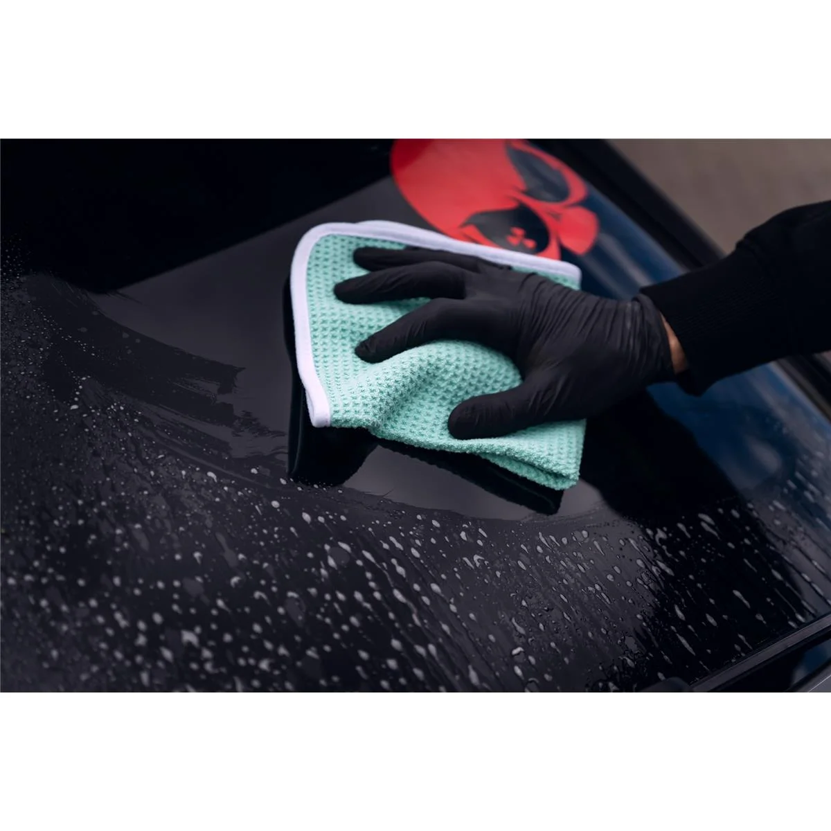 NUKE GUYS - SEE THROUGH - MIKROFASER WAFFELTUCH - 450 GSM, 35X35CM - MINT-FLÄCHE/WEISS-rand - 4ER PACK 