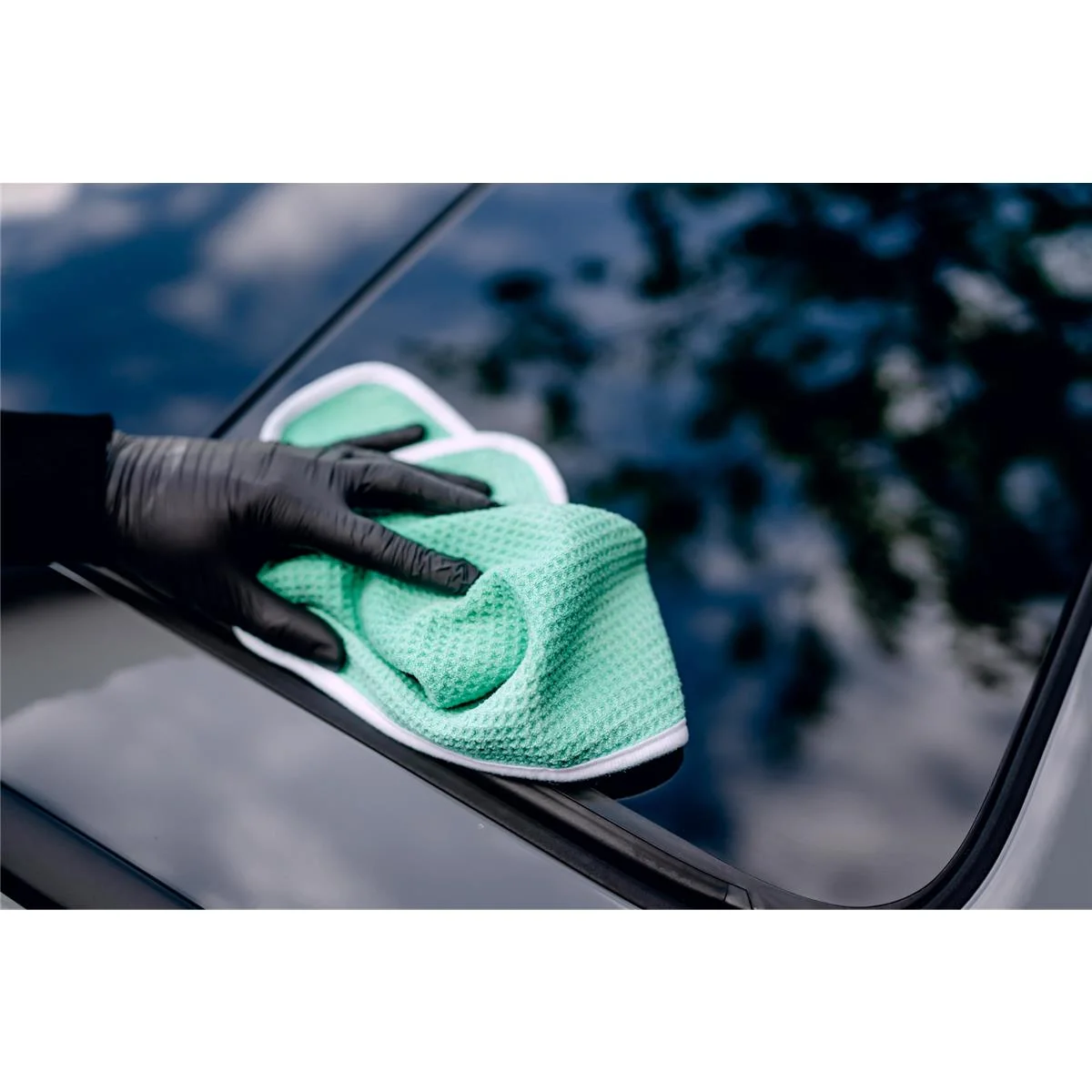 NUKE GUYS - SEE THROUGH - MIKROFASER WAFFELTUCH - 450 GSM, 35X35CM - MINT-FLÄCHE/WEISS-rand - 4ER PACK 