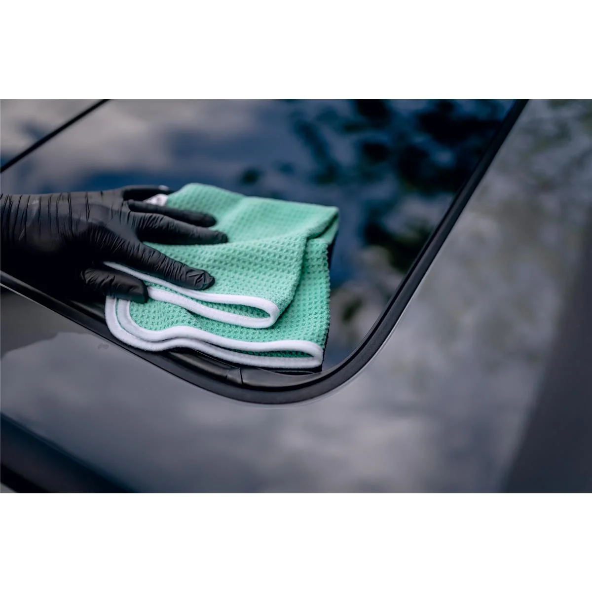 NUKE GUYS - SEE THROUGH - MIKROFASER WAFFELTUCH - 450 GSM, 35X35CM - MINT-FLÄCHE/WEISS-rand - 4ER PACK 